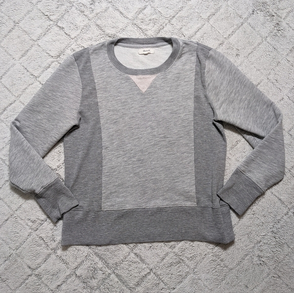 Madewell Sweater Women's Large Gray Mix Hometeam Crewneck Cotton Blend - Picture 1 of 4